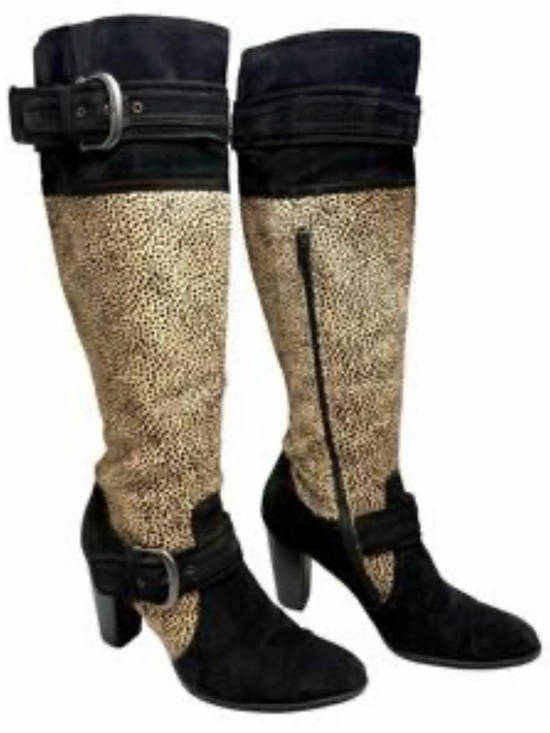 Born Shoes - Born Crown Valencia Pony Hair Leopard Knee High Boots Size 9